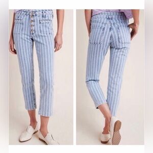 Pilcro and the Letterpress Light Blue Striped Cropped Jeans